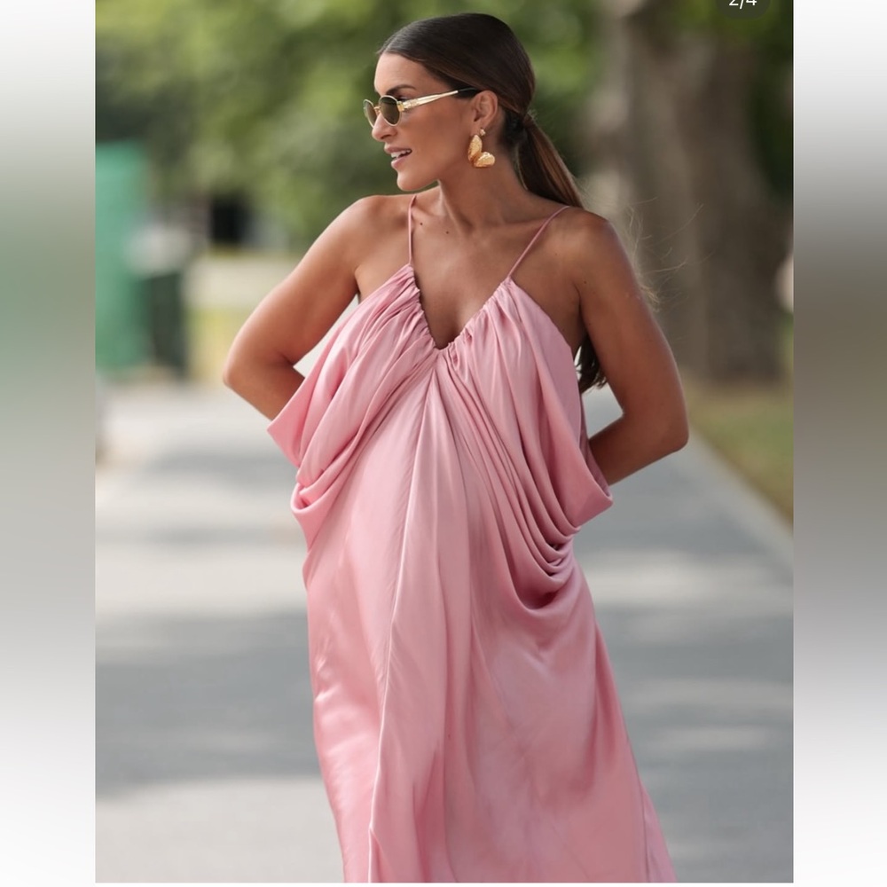 ZARA ZW COLLECTION SATIN VOLUME DRESS - Picture 9 of 16